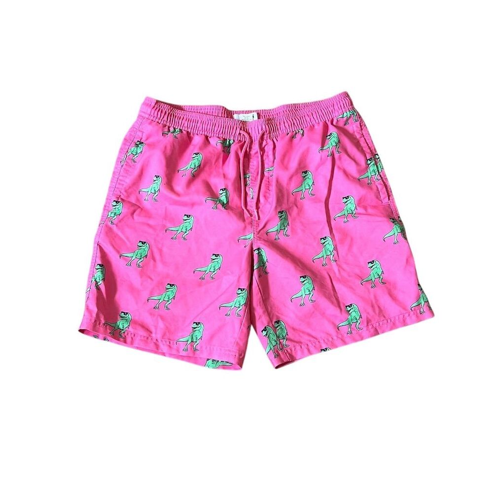 Sonoma Men's Pink Swim Trunks Dinosaur Print Size M Summer Fun